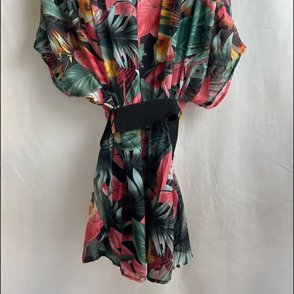 Tropical Kimono Chiffon Romper